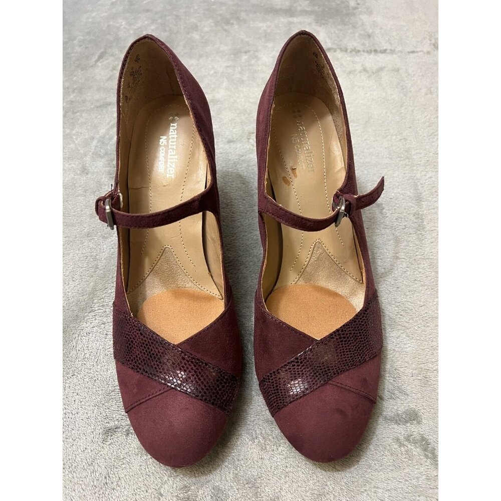 Naturalizer N5 Size 8 Evencomfort Layton Maryjane Heels Pumps Burgundy Red Shoes
